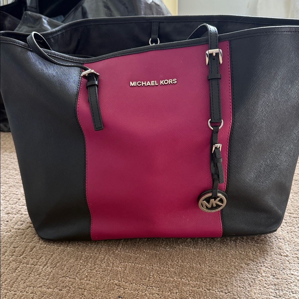 Michael Kors Black and Pink Tote Bag